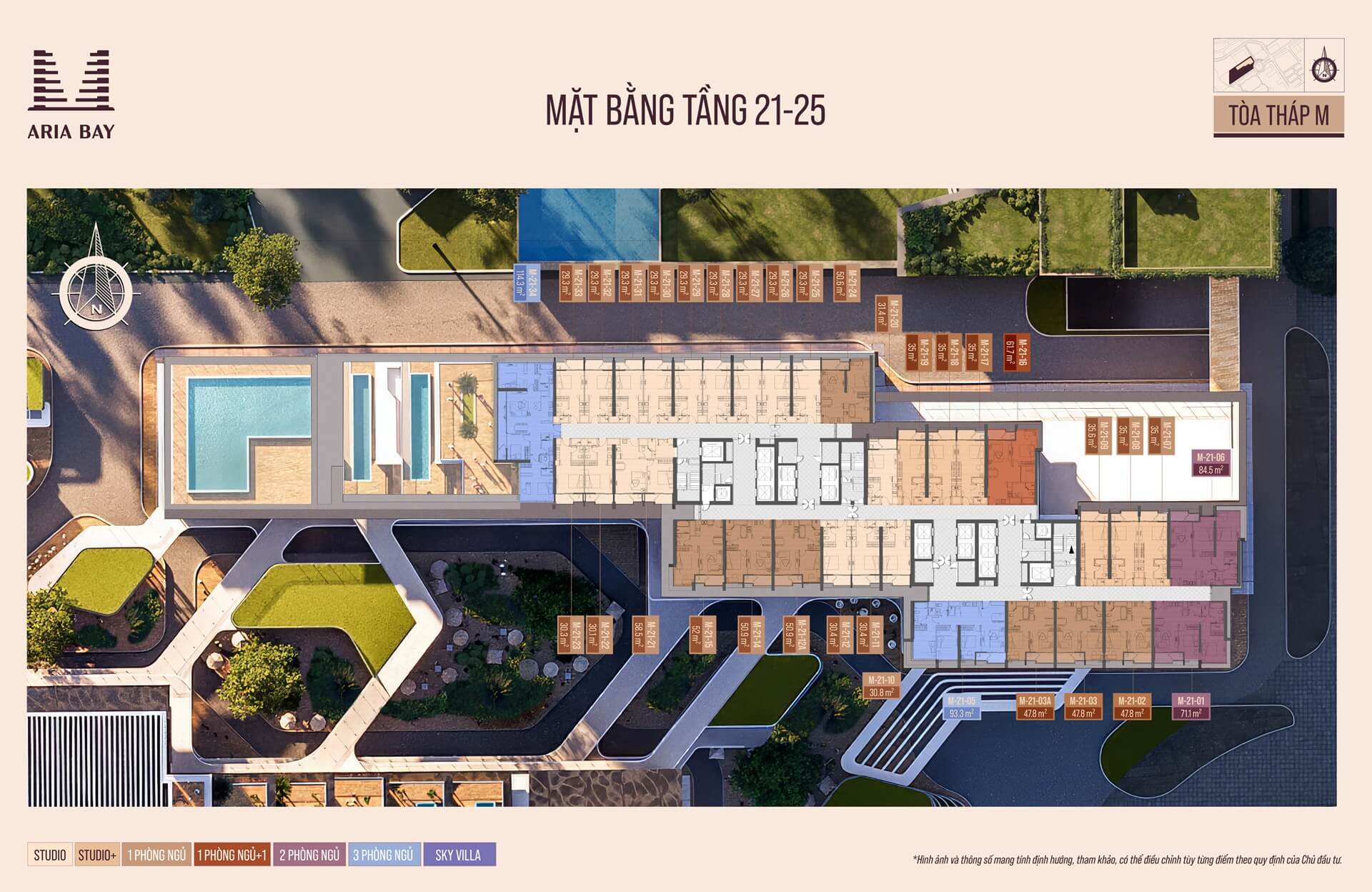 Mặt bằng tầng 21-25 tòa M dự án Aria Bay Hạ Long